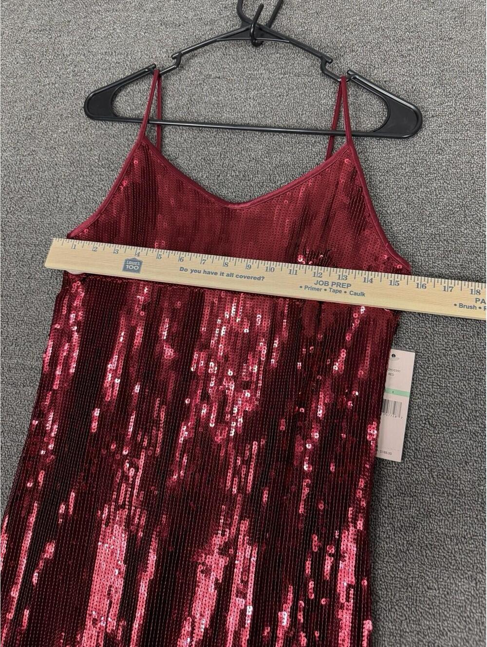 Nanette Lepore Womens 8 Red Art Deco Sequin Fringe Flapper Dress Retro Sparkly - Picture 4 of 7